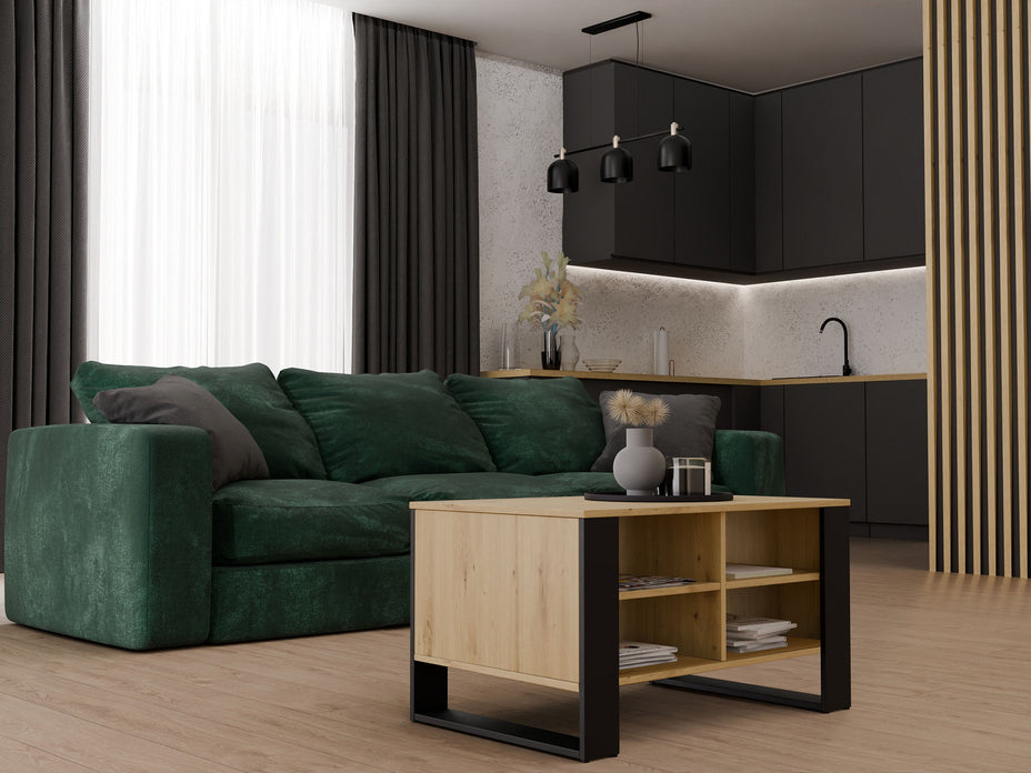 STOLIK KAWOWY ŁAWA MODERN 4P DĄB ARTISAN CZERŃ
