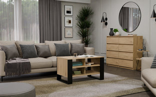 STOLIK KAWOWY ŁAWA MODERN 4P DĄB ARTISAN CZERŃ