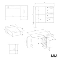 Biurko Narożne NICEA PRAWE 3 Szuflady DĄB ARTRISAN / BIAŁY