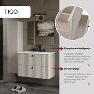 SZAFKA POD UMYWALKĘ TIGO 80 2S KASZMIR RYFLOWANY FRONT
