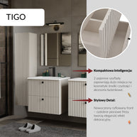 SZAFKA POD UMYWALKĘ TIGO 60 2S KASZMIR RYFLOWANY FRONT