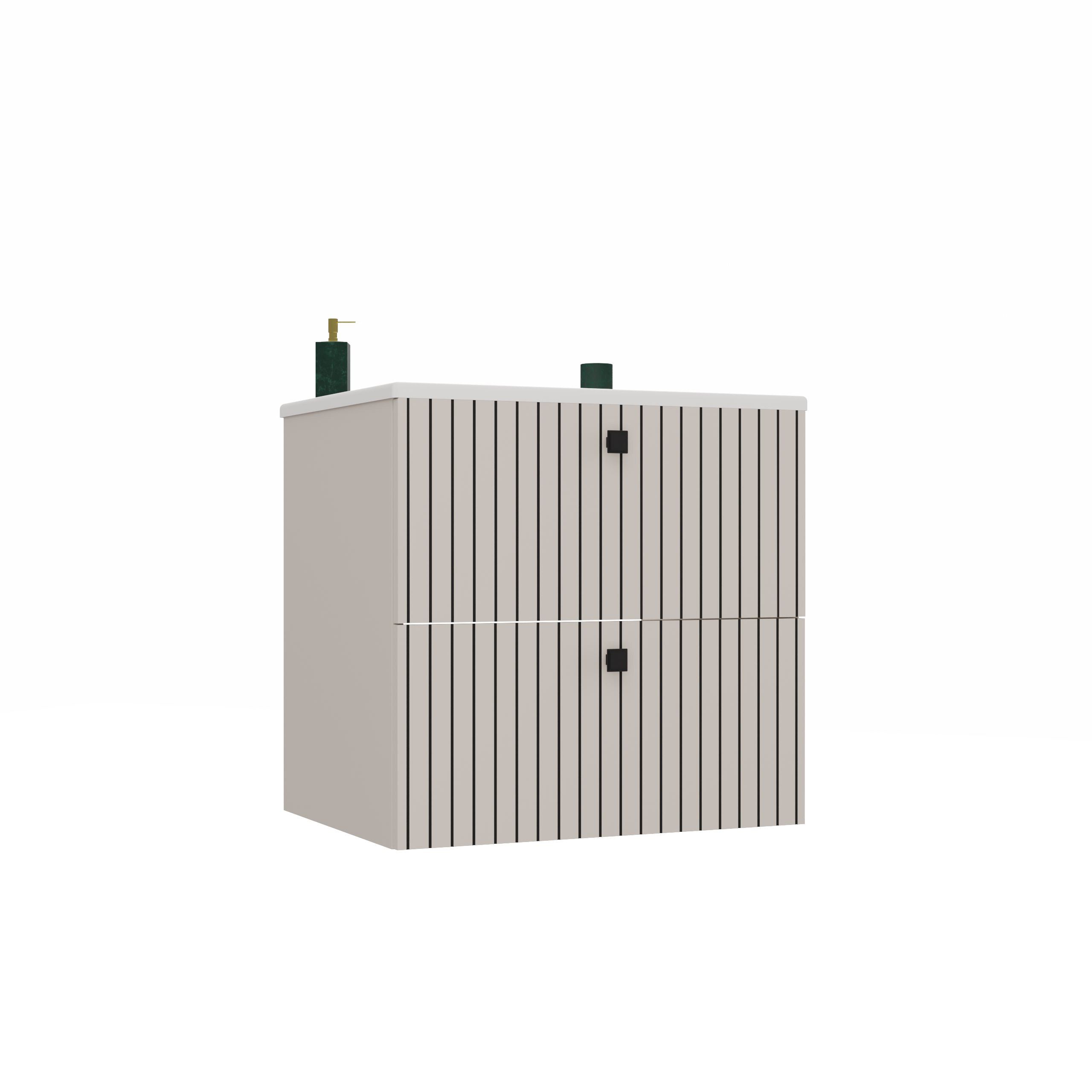 SZAFKA POD UMYWALKĘ TIGO 60 2S KASZMIR RYFLOWANY FRONT + UMYWALKA