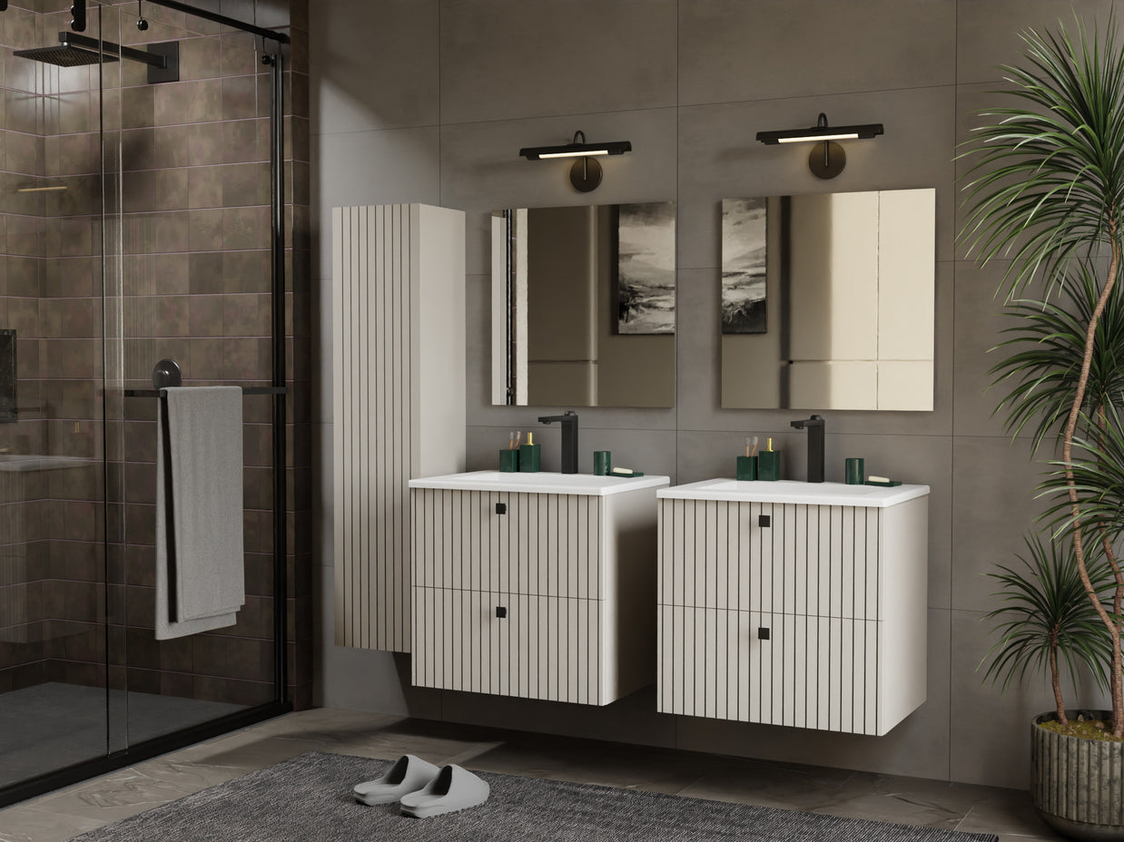 SZAFKA ŁAZIENKOWA WISZĄCA TIGO 1D REGAŁ KASZMIR RYFLOWANY FRONT