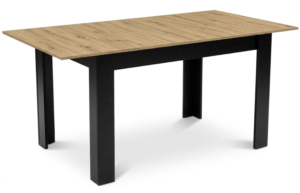 STÓŁ ROZKŁADANY 120-160x80 cm - BLAT ARTISAN Z CZARNĄ NOGĄ