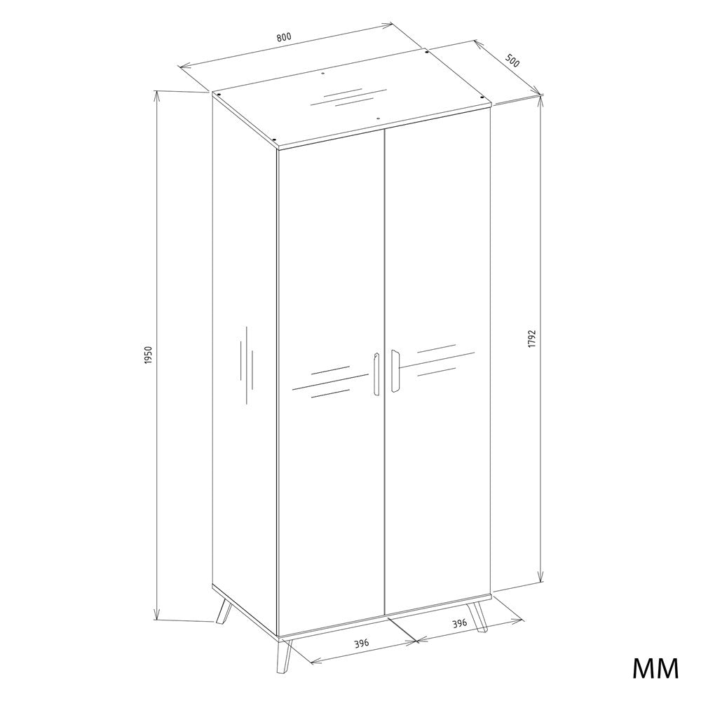 Szafa Ubraniowa OLYMPO 2D BIAŁA DĄB ARTISAN 80 Cm Drążek 2 Drzwi Sypialnia