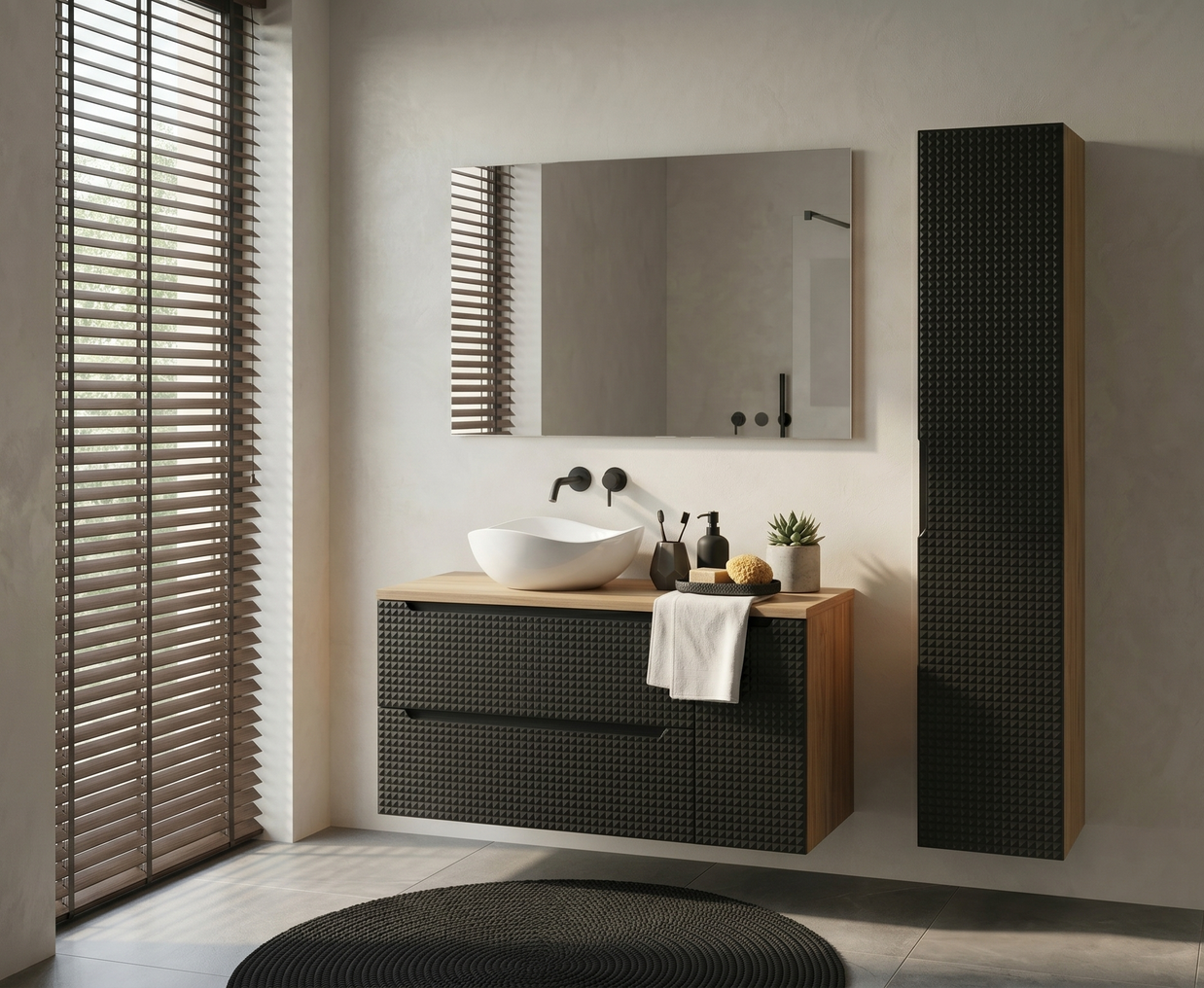 ZESTAW MEBLI ŁAZIENKOWYCH LUXOR BLACK - 120 cm