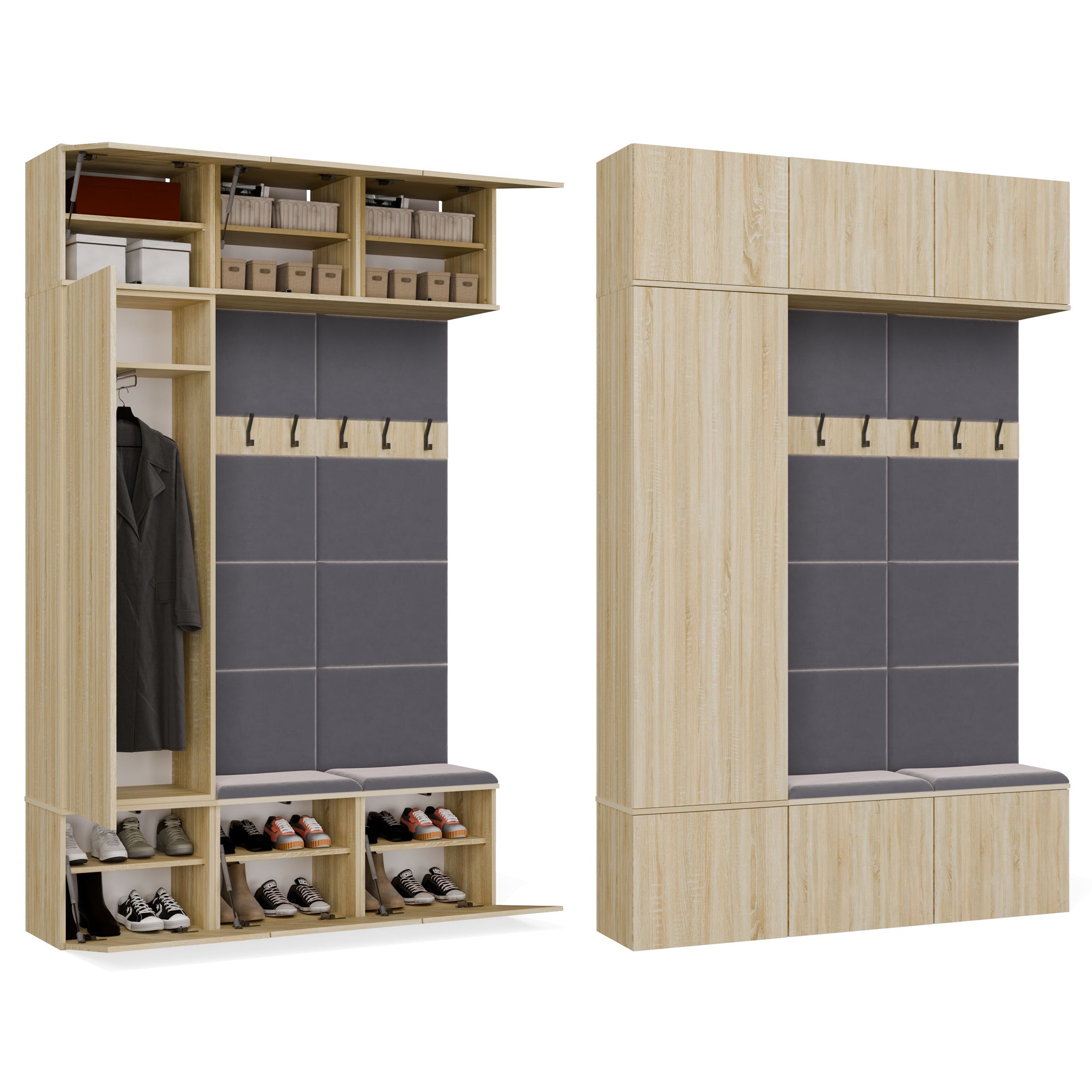 Garderoba HAGA III/1Sz2W DĄB SONOMA Szafa + 2x Wieszak