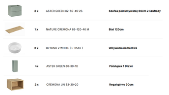 ZESTAW MEBLI ŁAZIENKOWYCH ASTER GREEN