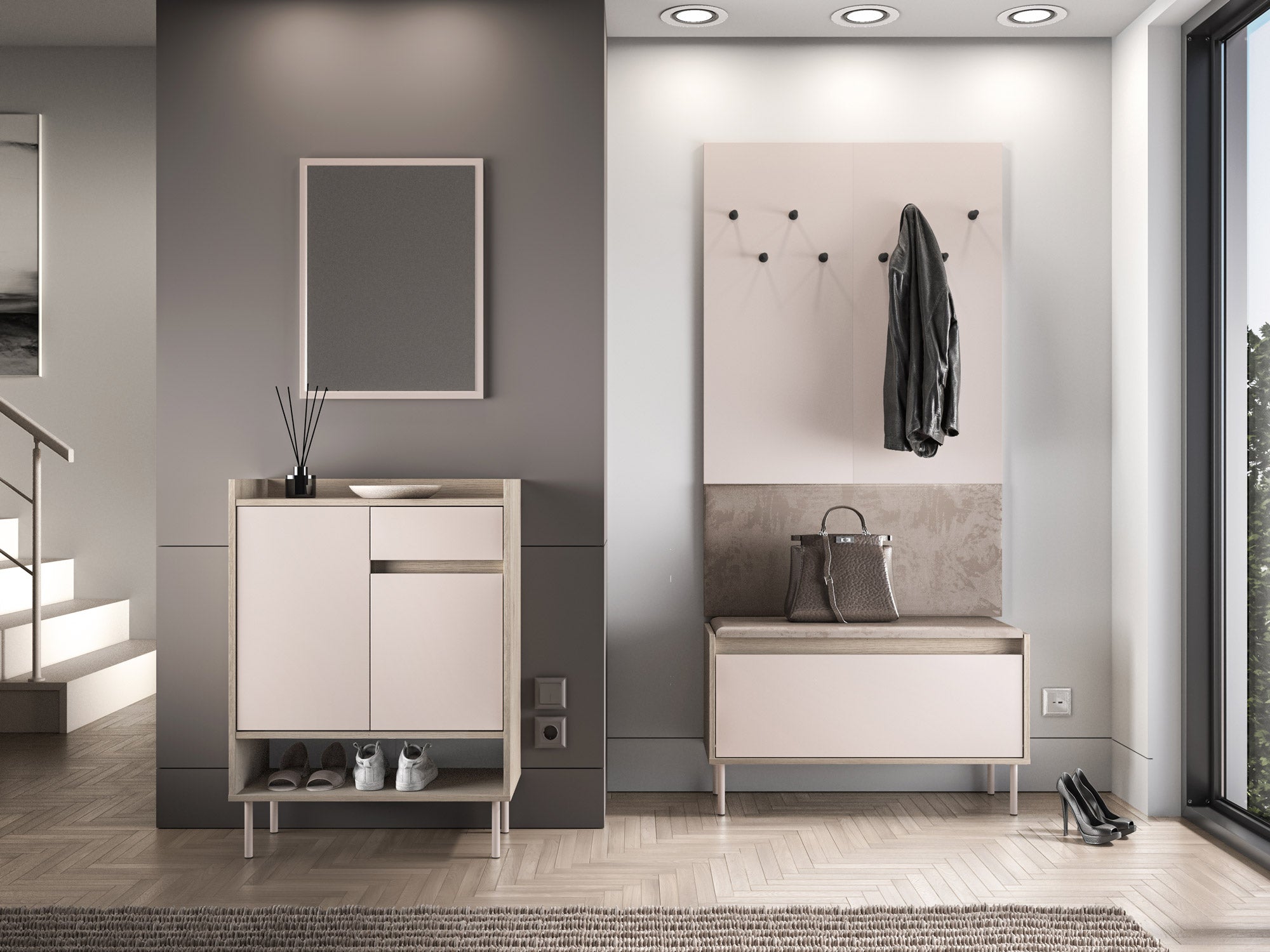 Voco 03 dąb cremona terracotta / cashmere - szafka 2D1S - PR_VOCO_03_J.jpg
