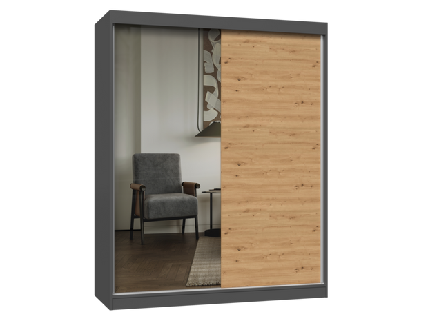 Szafa Iga 160 A/B ANTRACYT ARTISAN 1x Lustro Do Sypialni Przedpokoju