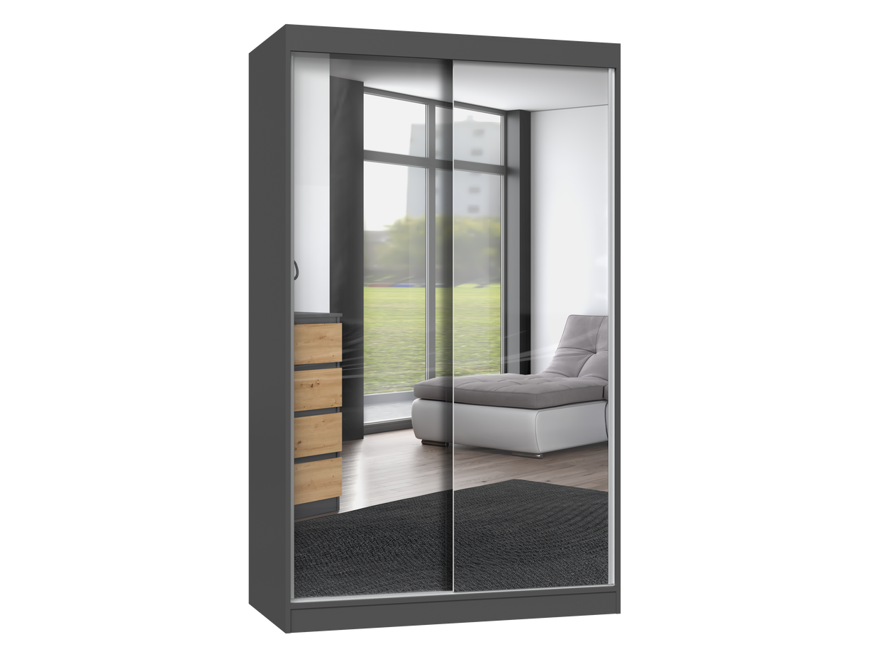 Szafa Przesuwna  IGA 120 A 2 Lustra 120 Cm ANTRACYT