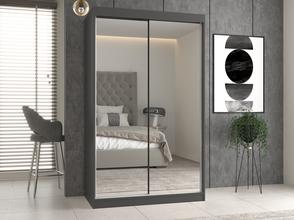 Szafa Przesuwna  IGA 120 A 2 Lustra 120 Cm ANTRACYT