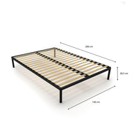 Stelaż Łóżka BED ALU 140x200 Metalowy Drewniane Listwy Nowoczesny CZARNY
