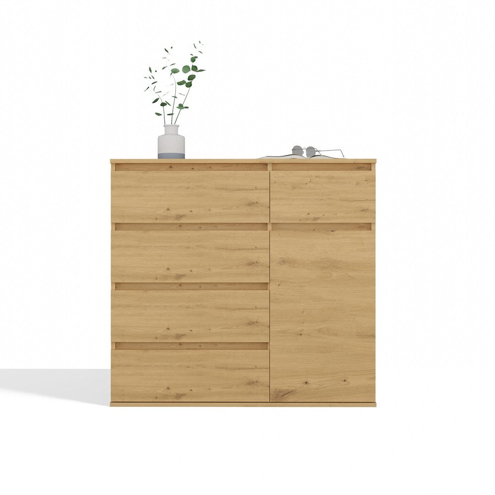KOMODA 1D5S Szafka 1 Drzwi 5 Szuflad Do Salonu Sypialni Pokoju DĄB ARTISAN