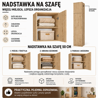 Nadstawka Na Szafę SD-50 Dąb Artisan Do Garderoby Pokoju Biura