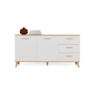 Komoda OLYMPO 2D3S BIAŁA DĄB ARTISAN Szafka 150 Cm 3 Szuflady 2 Drzwi