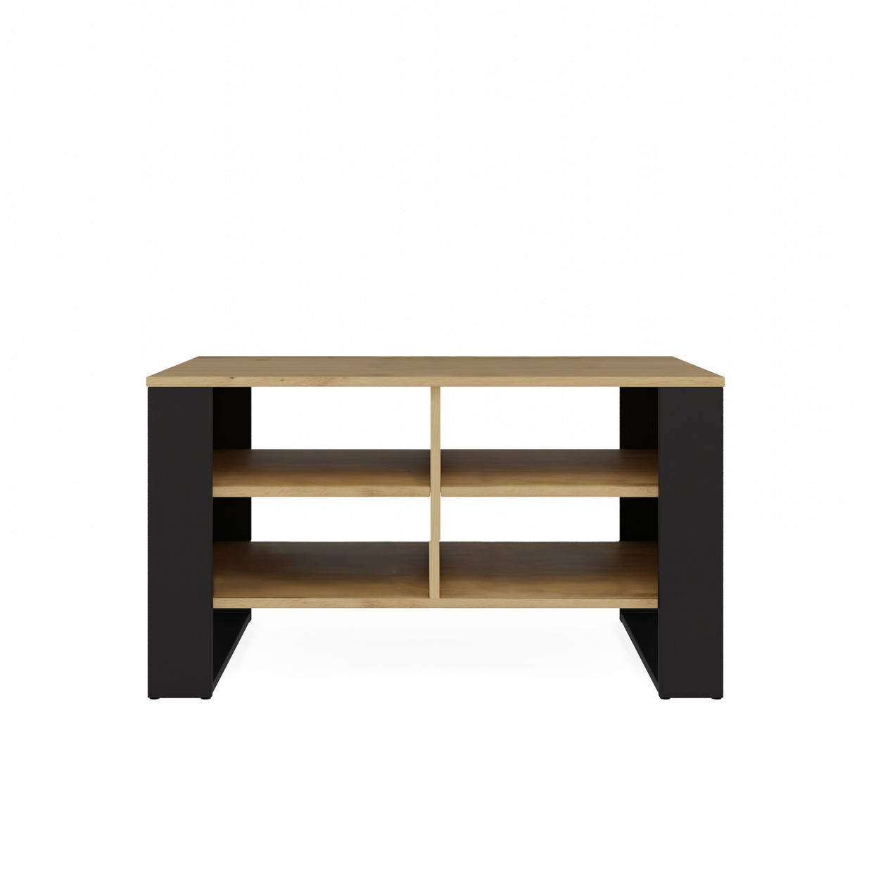 STOLIK KAWOWY ŁAWA MODERN 4P SLIM DĄB ARTISAN CZERŃ FREZY