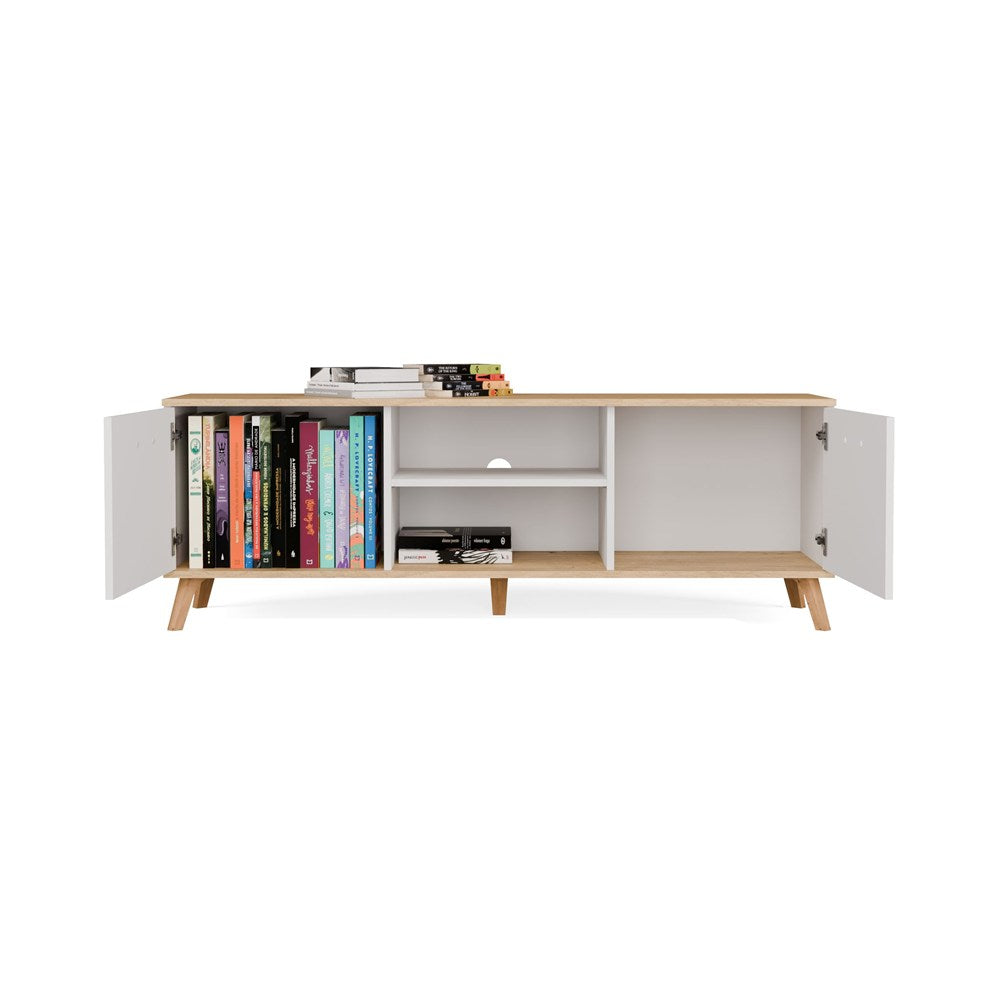 Szafka RTV OLYMPO 150 BIAŁA DĄB ARTISAN 150 CM Stolik Pod TV Telewizor
