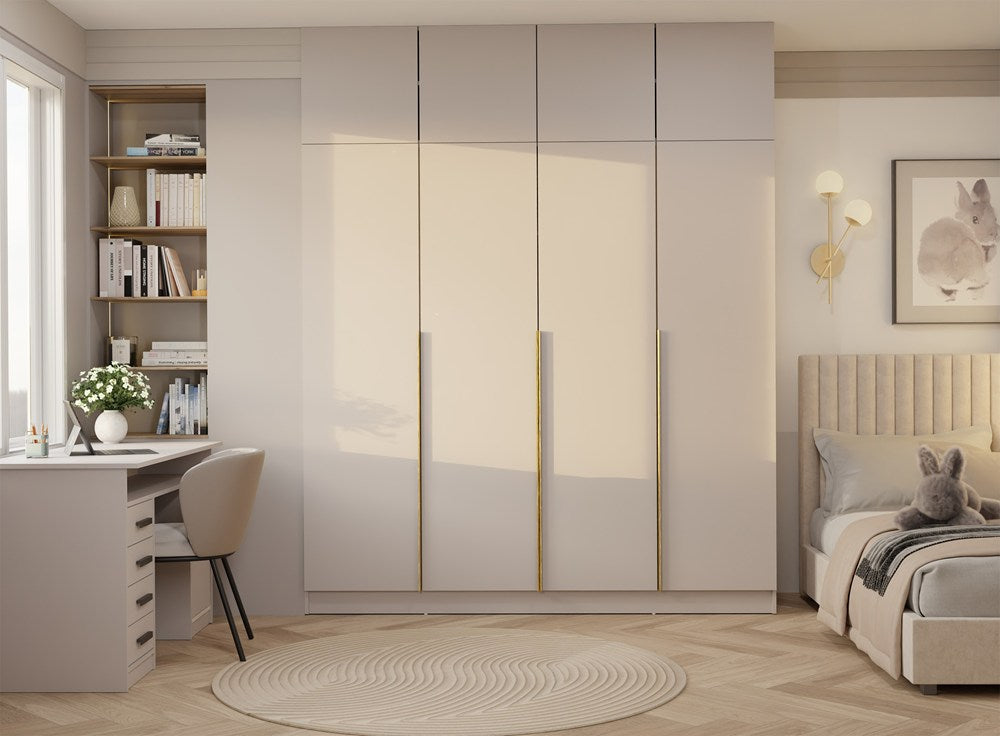 Szafa SENSO 4D Z NADSTAWKĄ Wysoka KASZMIR Drzwi Złote Uchwyty 250x200 Cm