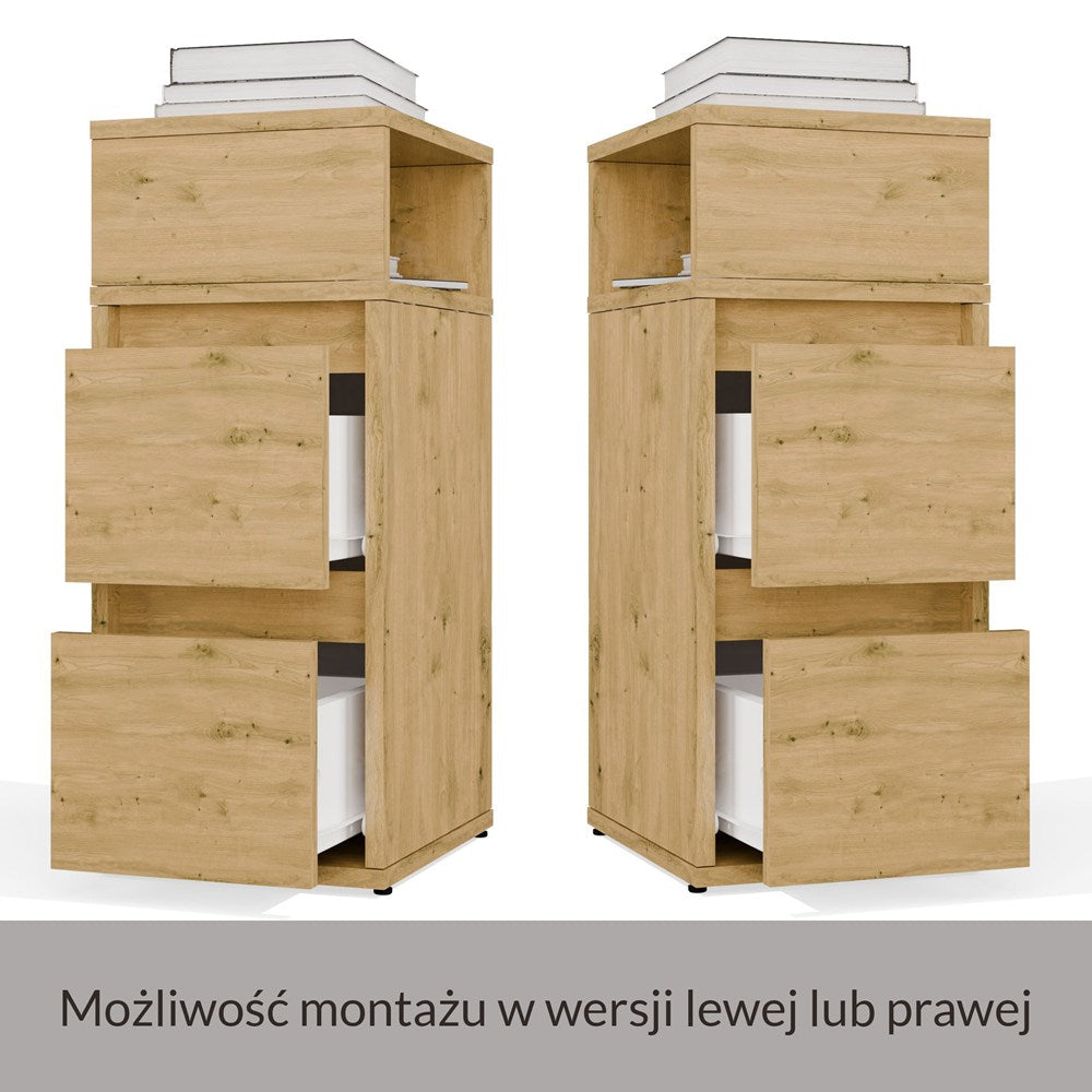 Szafka Nocna YORK Stolik Nocny Półka 2 Szuflady Do Sypialni DĄB ARTISAN
