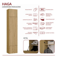 Garderoba Szafa HAGA 1SZ DĄB ARTISAN