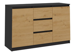 KOMODA 2D3S 120 DRZWI SZUFLADY ANTRACYT DĄB ARTISAN