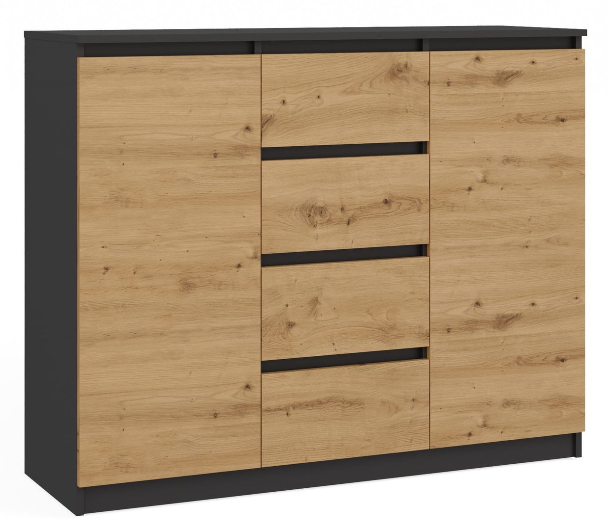 KOMODA SZAFKA 2D4S 120 - ANTRACYT / DĄB ARTISAN