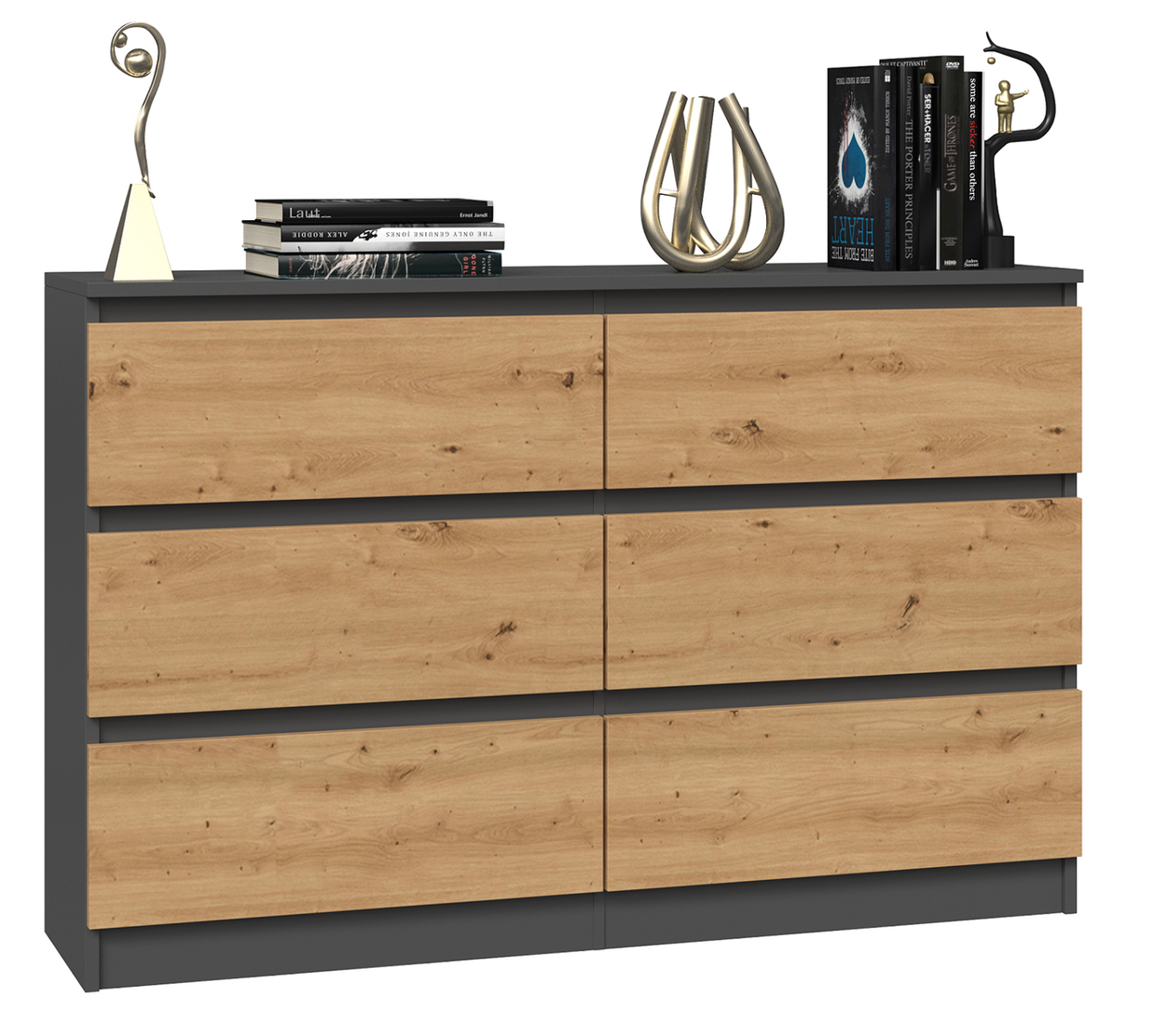 KOMODA MALWA M6 120 - ANTRACYT / DĄB ARTISAN
