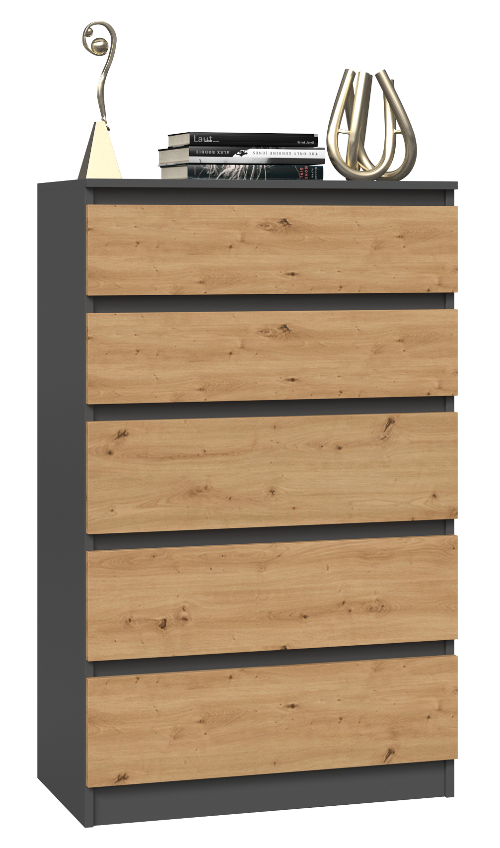 KOMODA SZAFKA 5 SZUFLAD M5 ANTRACYT / ARTISAN