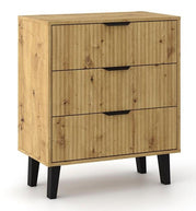 KOMODA SCANDI 3S SLIM 3 SZUFLADY RYFLOWANE FRONTY DĄB ARTISAN
