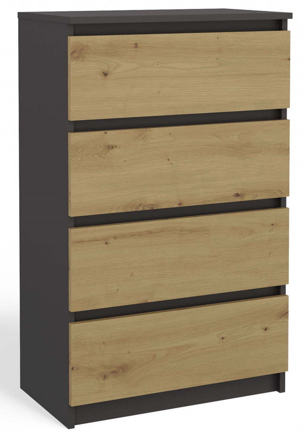 KOMODA SZAFKA 4 SZUFLADY M4 ANTRACYT / DĄB ARTISAN