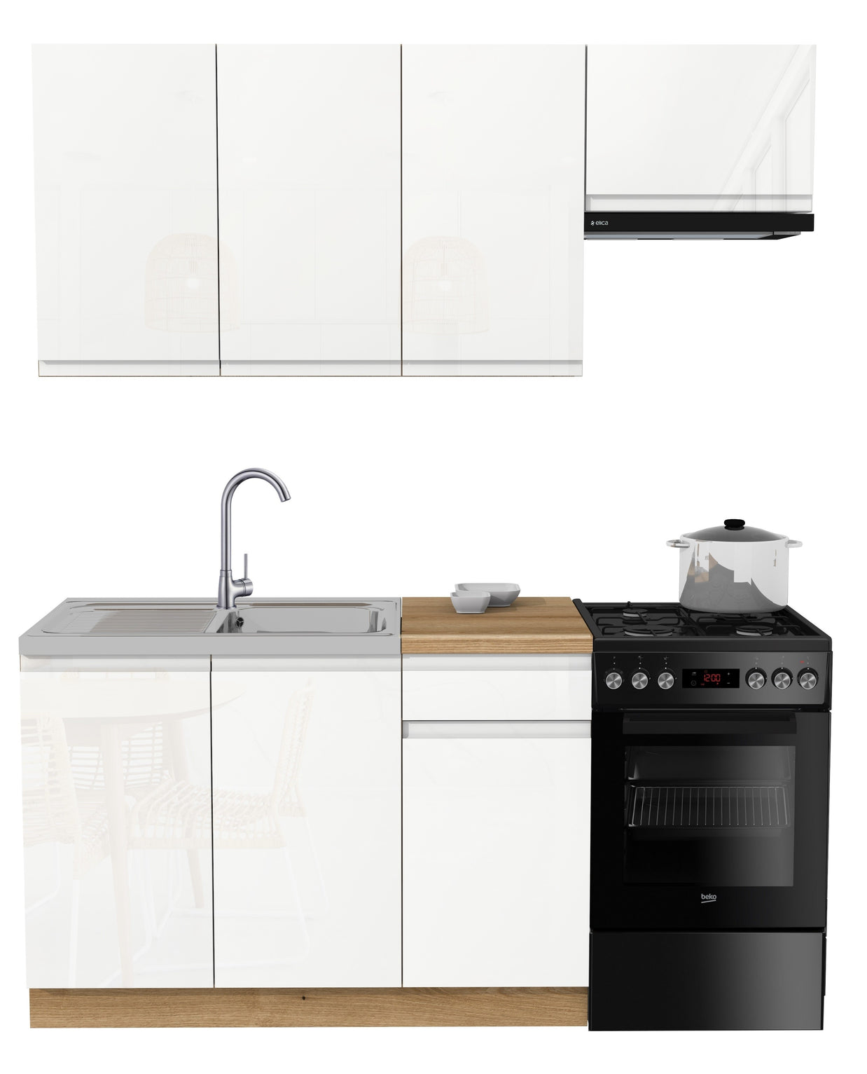 KUCHNIA VARIO 170CM BIAŁY AKRYL POŁYSK C10 EVOKE/BLAT EVOKE BEZ AGD
