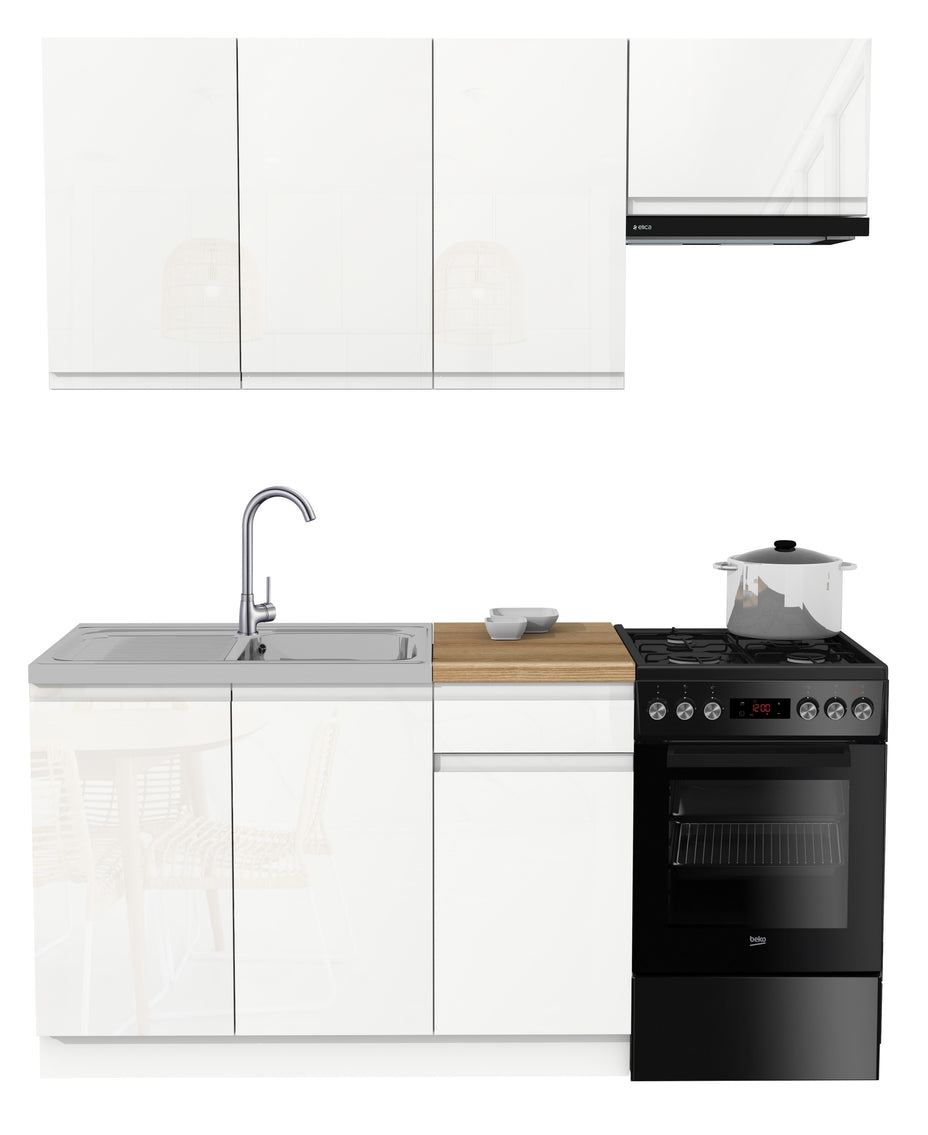 KUCHNIA VARIO 170CM BIAŁY AKRYL POŁYSK/BIAŁY AKRYL POŁYSK C10/BLAT EVOKE BEZ AGD