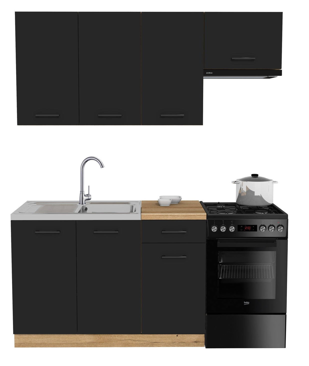 KUCHNIA VARIO 170CM CZARNY/CZARNY C10/BLAT EVOKE BEZ AGD