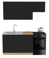 KUCHNIA VARIO 170CM RYFLOWANY CZARNY/CZARNY C10/BLAT EVOKE BEZ AGD