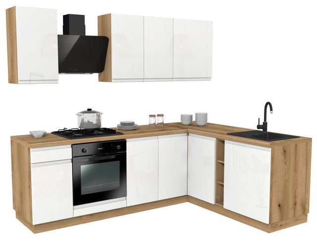 KUCHNIA VARIO 240X180CM BIAŁY AKRYL POŁYSK C10 EVOKE/BLAT EVOKE BEZ AGD