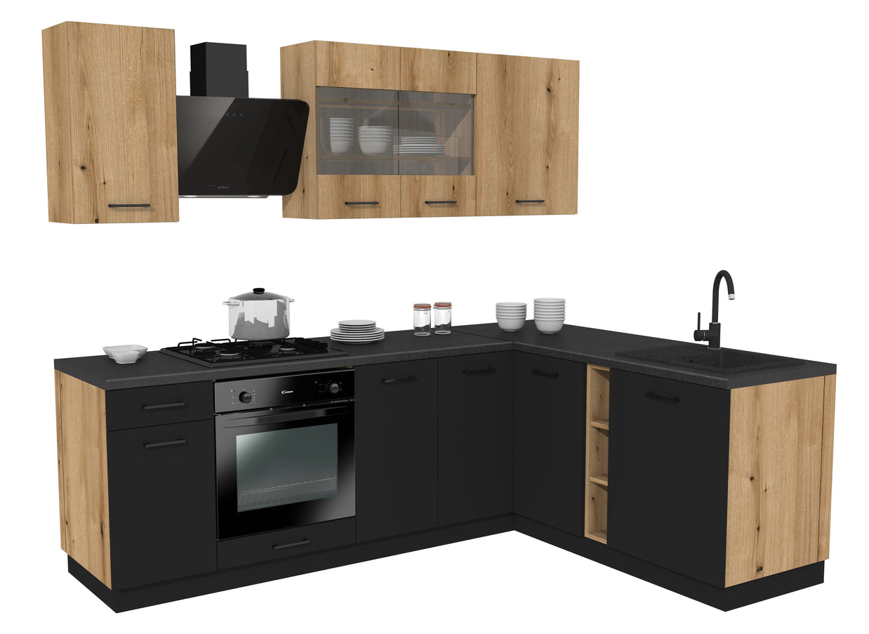 KUCHNIA VARIO 240X180CM EVOKE/CZARNY C10/BLAT DISTRICT BEZ AGD