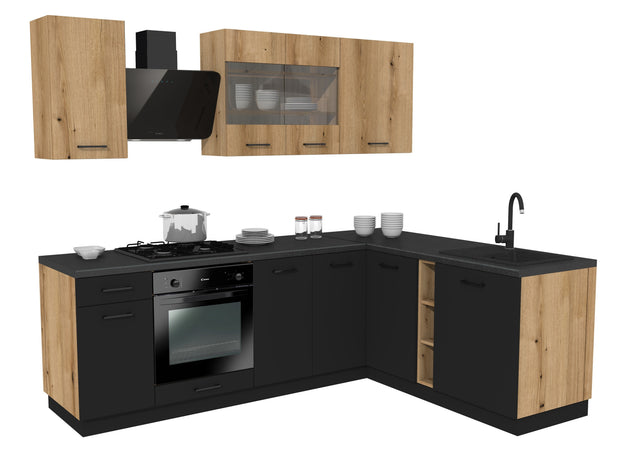 KUCHNIA VARIO 240X180CM EVOKE/CZARNY C10/BLAT DISTRICT BEZ AGD
