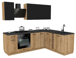 KUCHNIA VARIO 240X180CM RYFLOWANY CZARNY/EVOKE C10/BLAT DISTRICT BEZ AGD