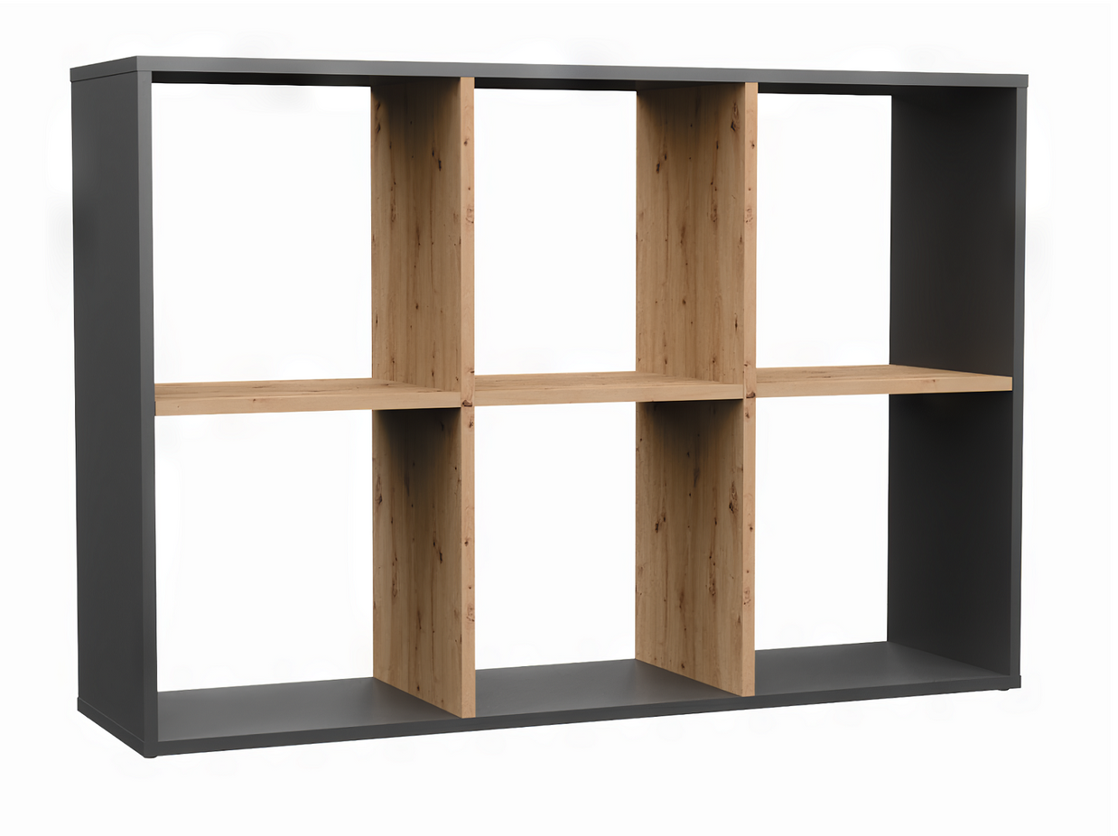 REGAŁ KOMOROWY SZAFKA MALAX 2X3 ANTRACYT DĄB ARTISAN