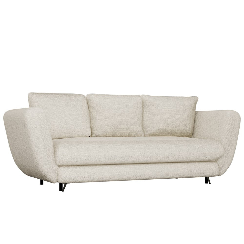 SOFA SARIS 3-OSOBOWA Z FUNKCJĄ SPANIA BEŻOWA NOGA CZARNA DO SALONU POKOJU