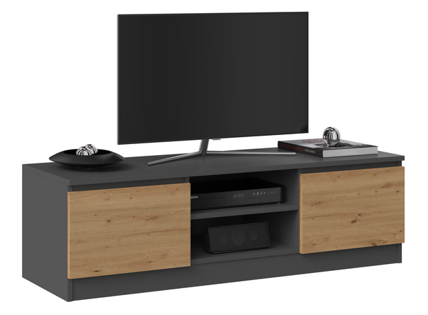 STOLIK SZAFKA RTV 120 - ANTRACYT / DĄB ARTISAN