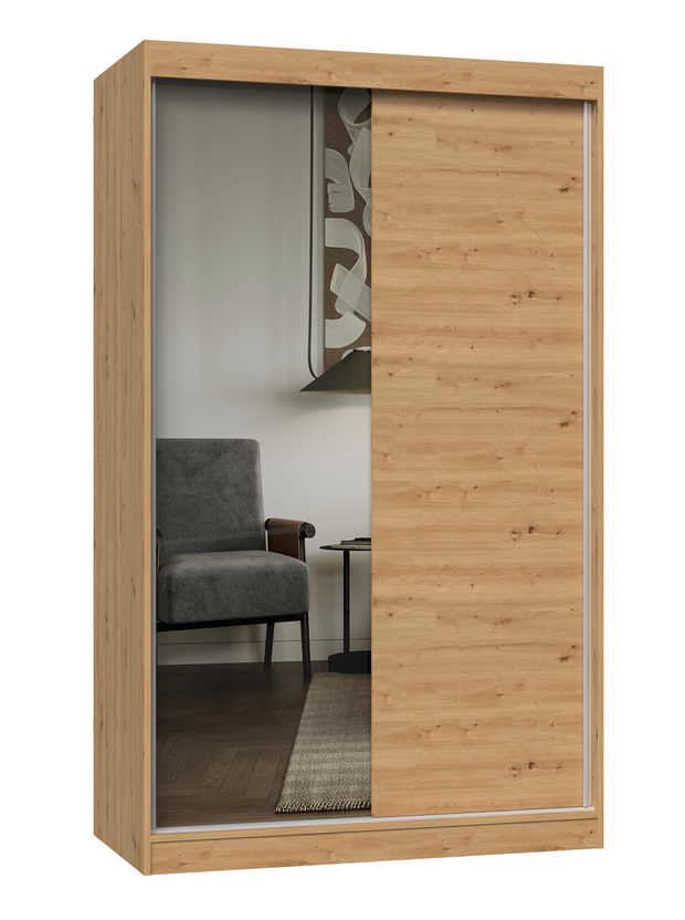 SZAFA PRZESUWNA IGA 120 CM 1 LUSTRO DĄB ARTISAN