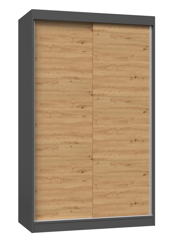 SZAFA PRZESUWNA IGA 120 CM DRZWI PRZESUWNE ANTRACYT / DĄB ARTISAN
