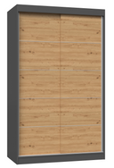 SZAFA PRZESUWNA IGA 120 CM DRZWI ZE SZPROSAMI ANTRACYT / DĄB ARTISAN