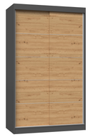 SZAFA PRZESUWNA IGA 120 CM DRZWI ZE SZPROSAMI ANTRACYT / DĄB ARTISAN