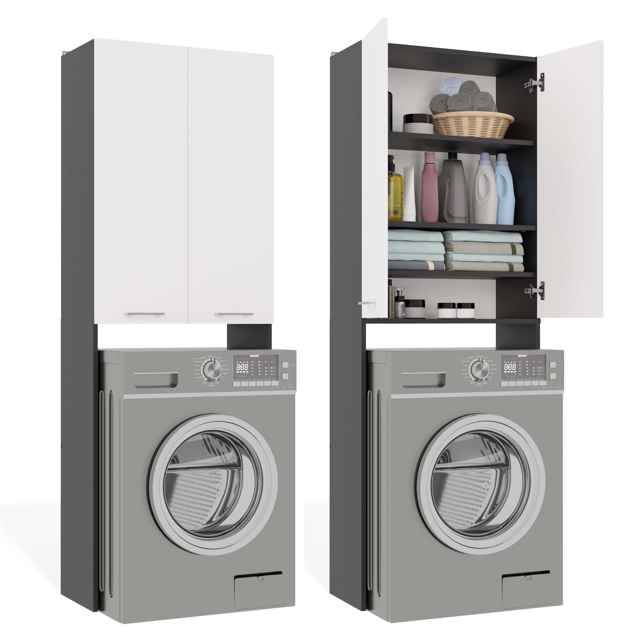 SZAFKA ŁAZIENKOWA NAD PRALKĘ POLA DD ANTRACYT / BIAŁY