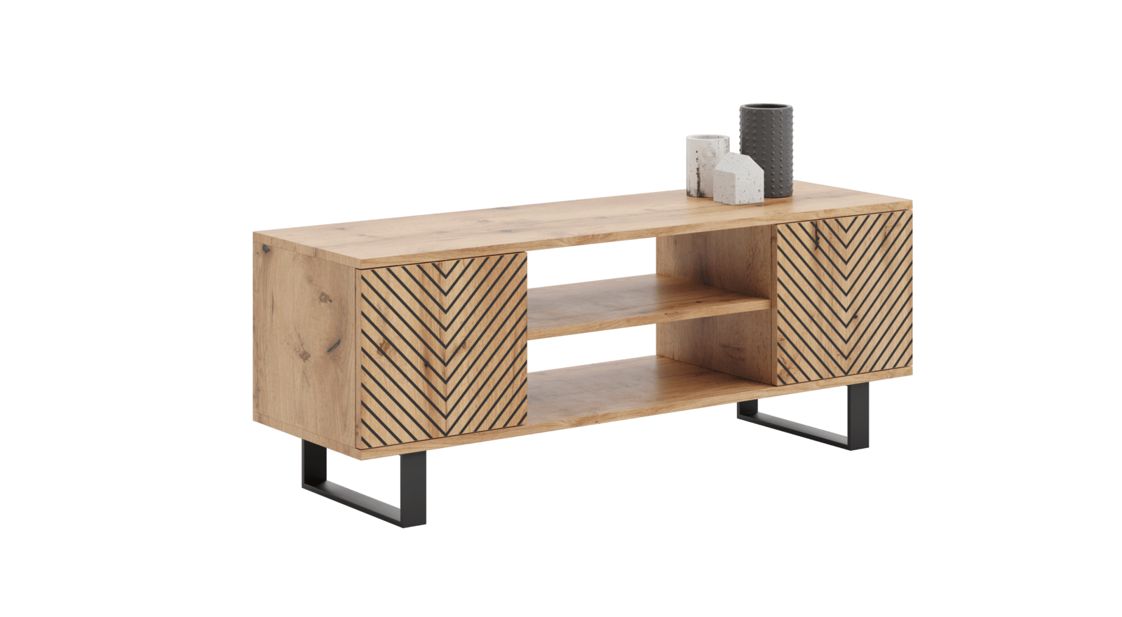 SZAFKA RTV FOCUS 135 cm – DĄB CRAFT/JODEŁKA