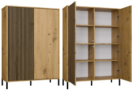 WITRYNA KAMARO 2DD SLIM/GŁ DĄB ARTISAN LAMELE FRONT RYFLOWANY + GŁADKI