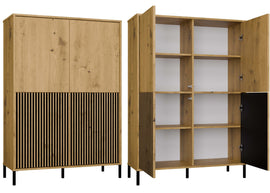 WITRYNA KAMARO 4DK SLIM/GŁ DĄB ARTISAN LAMELE FRONT RYFLOWANY + GŁADKI